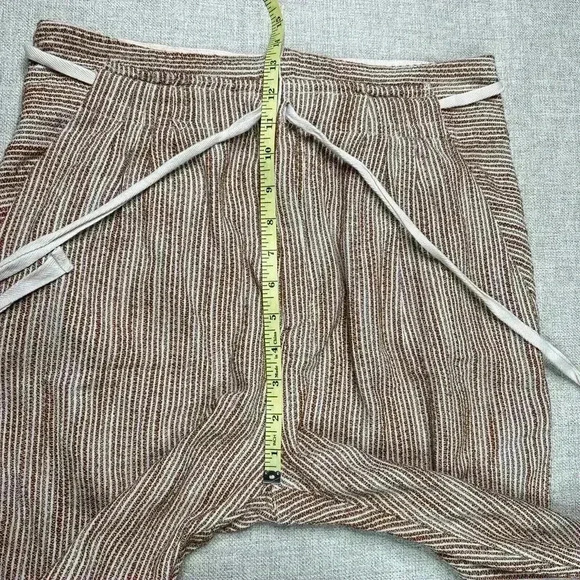 Free People Pants High Rise Tapered Leg Striped Pockets Drawstring Sz 8 - Picture 4 of 11